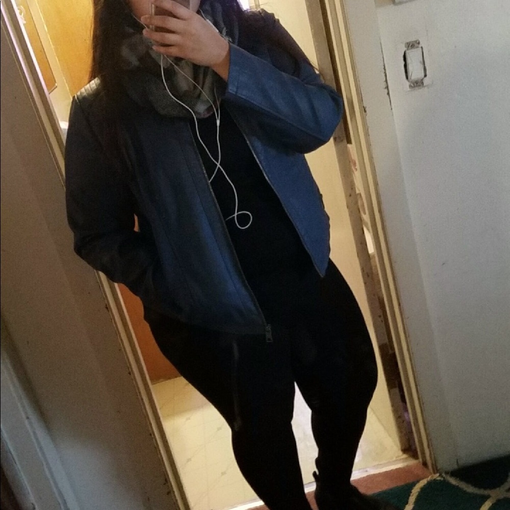 Blue leather jacket Style&Co